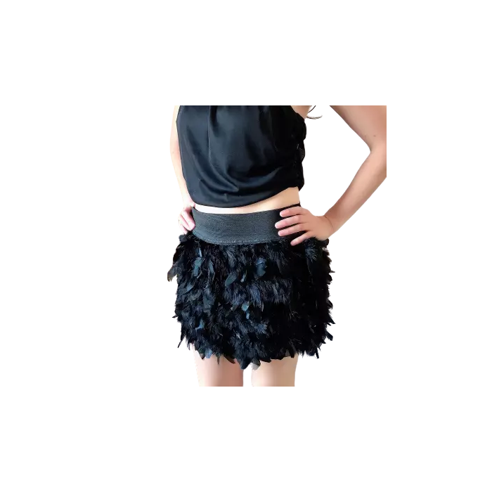 Minifalda de plumas negra