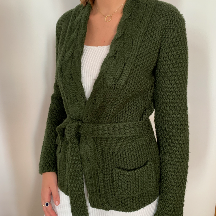 Cardigan verde lana